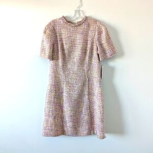 Nanette Lepore Women's Tweed A-Line Dress, Size 12, Multicolor Pink NEW